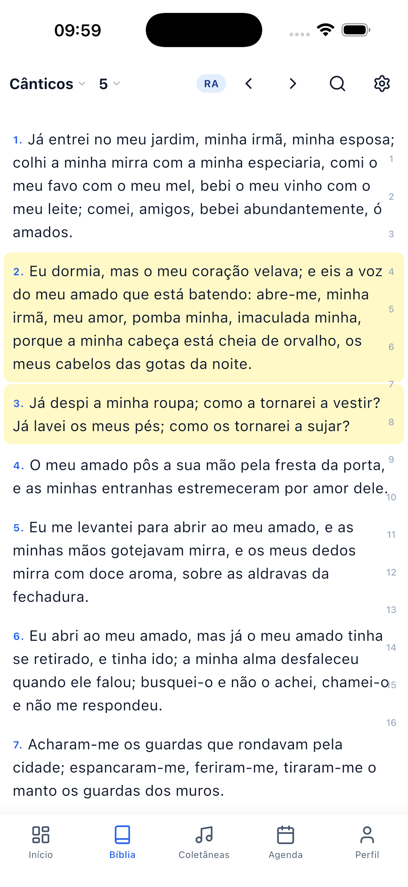 Captura del app — Biblia (claro)